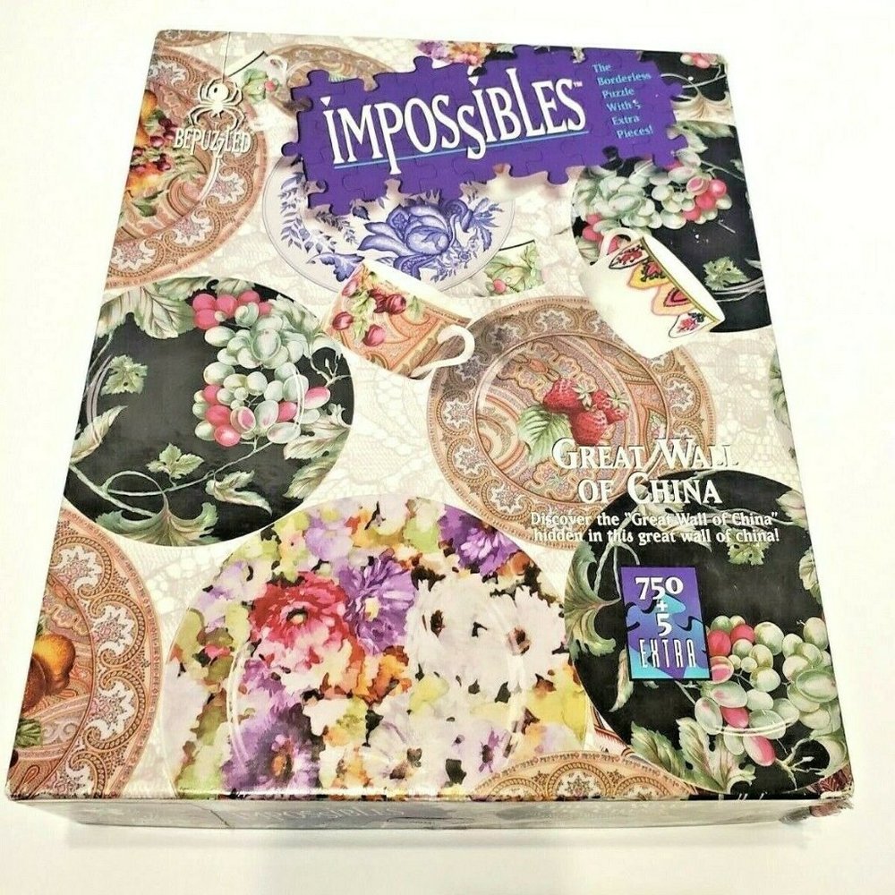 BePuzzled IMPOSSIBLES GREAT WALL OF CHINA Jigsaw Puzzle Plates Cups 750+5 Pieces